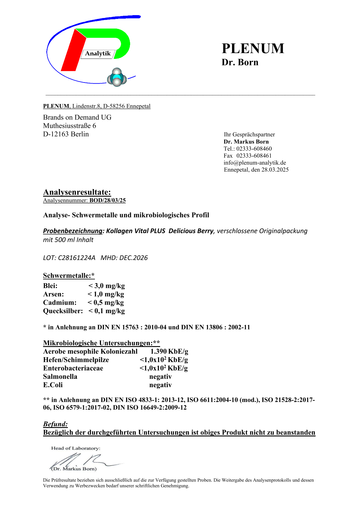 Kollagen Vital PLUS+ Shots - Wild Berry - 500ml