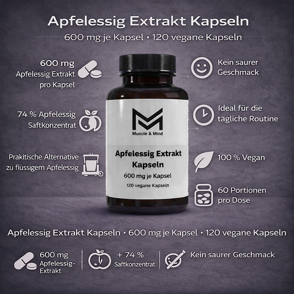 Apfelessig Extrakt Kapseln (600mg je Kapsel) - 120 vegane Kapseln