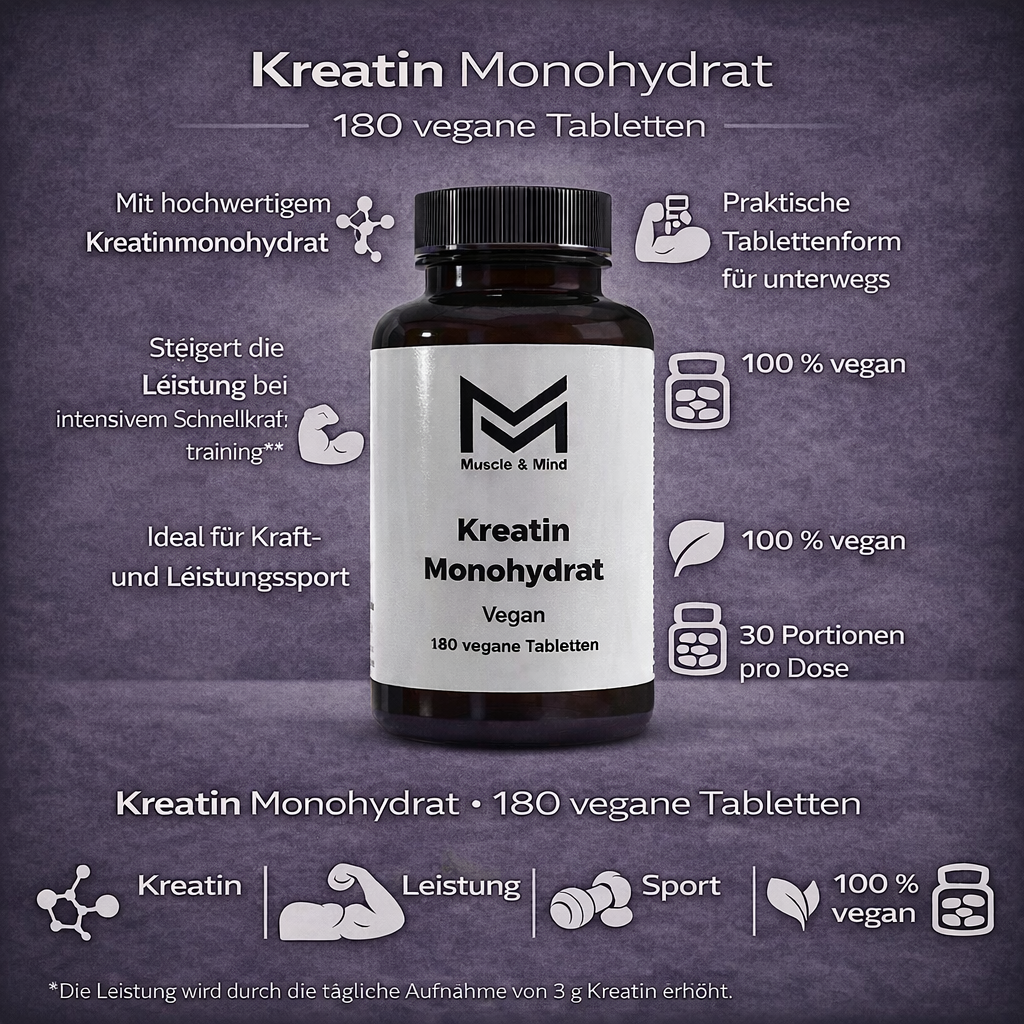 Kreatin Monohydrat - 180 vegane Tabletten