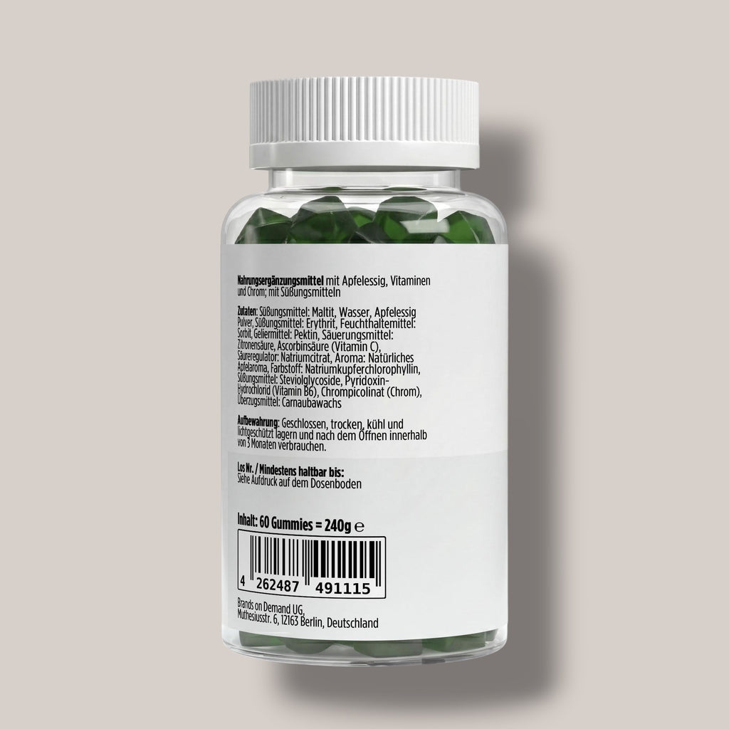 Apfelessig + C + B6 + Chrom Gummies - 60 Stk