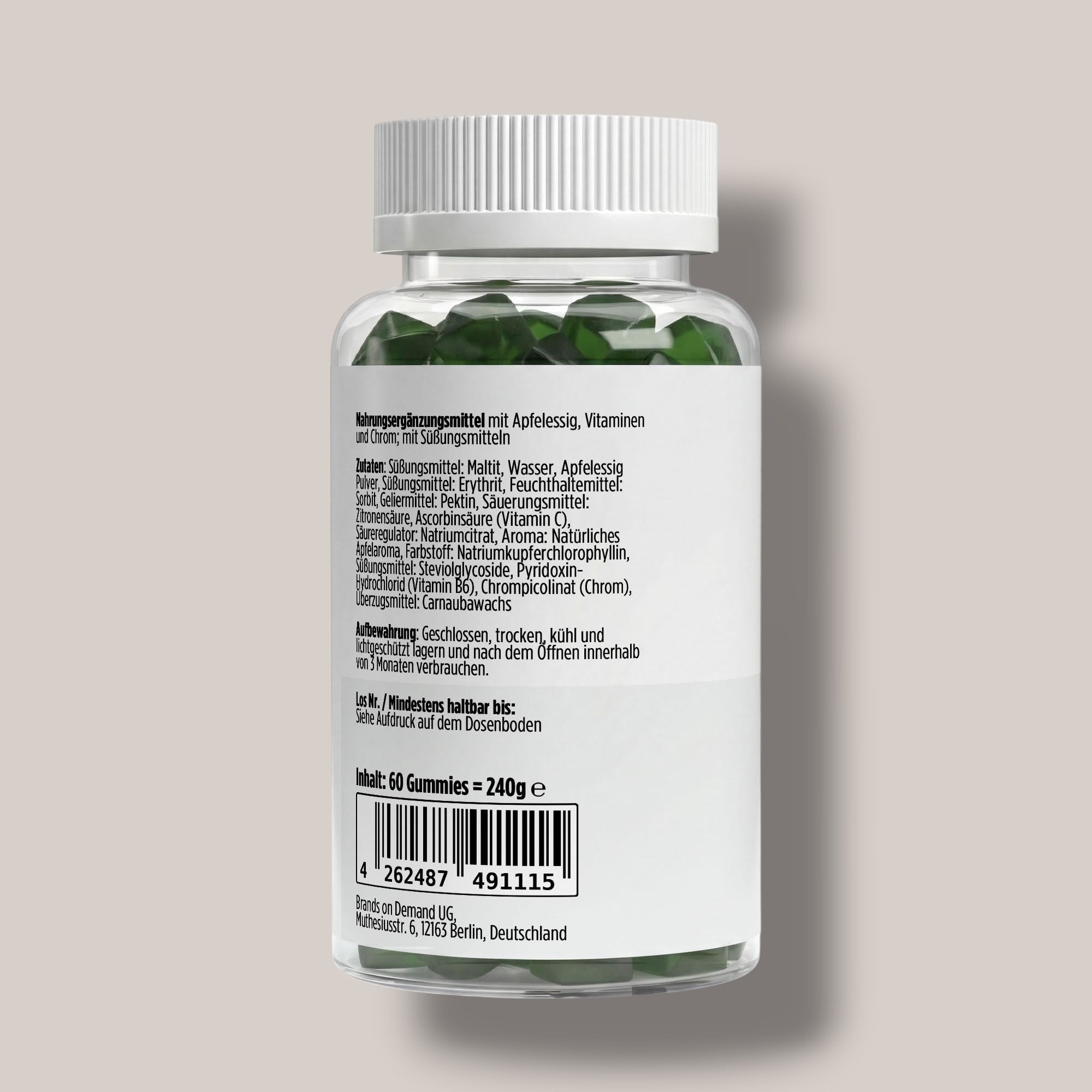 Apfelessig + C + B6 + Chrom Gummies - 60 Stk