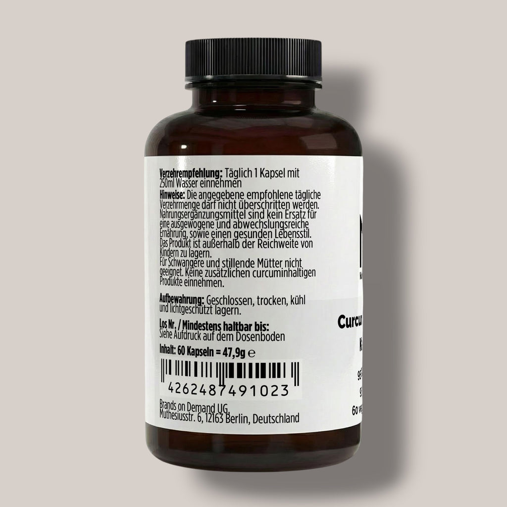Curcuma (95% Curcumin) + Piperin - 60 vegane Kapseln