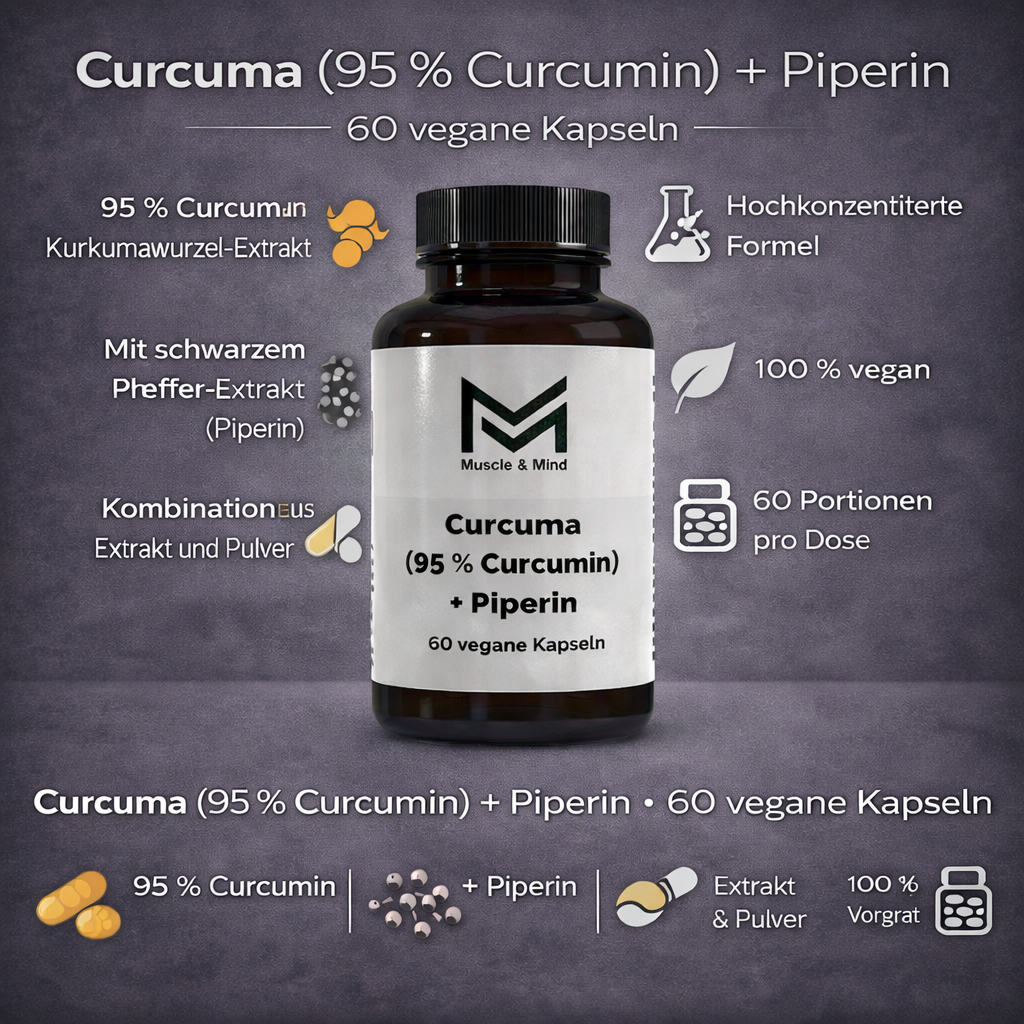 Curcuma (95% Curcumin) + Piperin - 60 vegane Kapseln