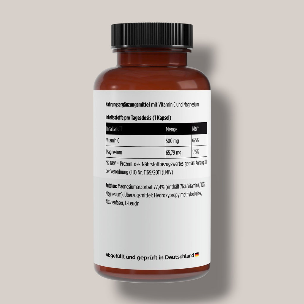 Gepuffertes Vitamin C 500mg + Magnesium - 240 Kapseln