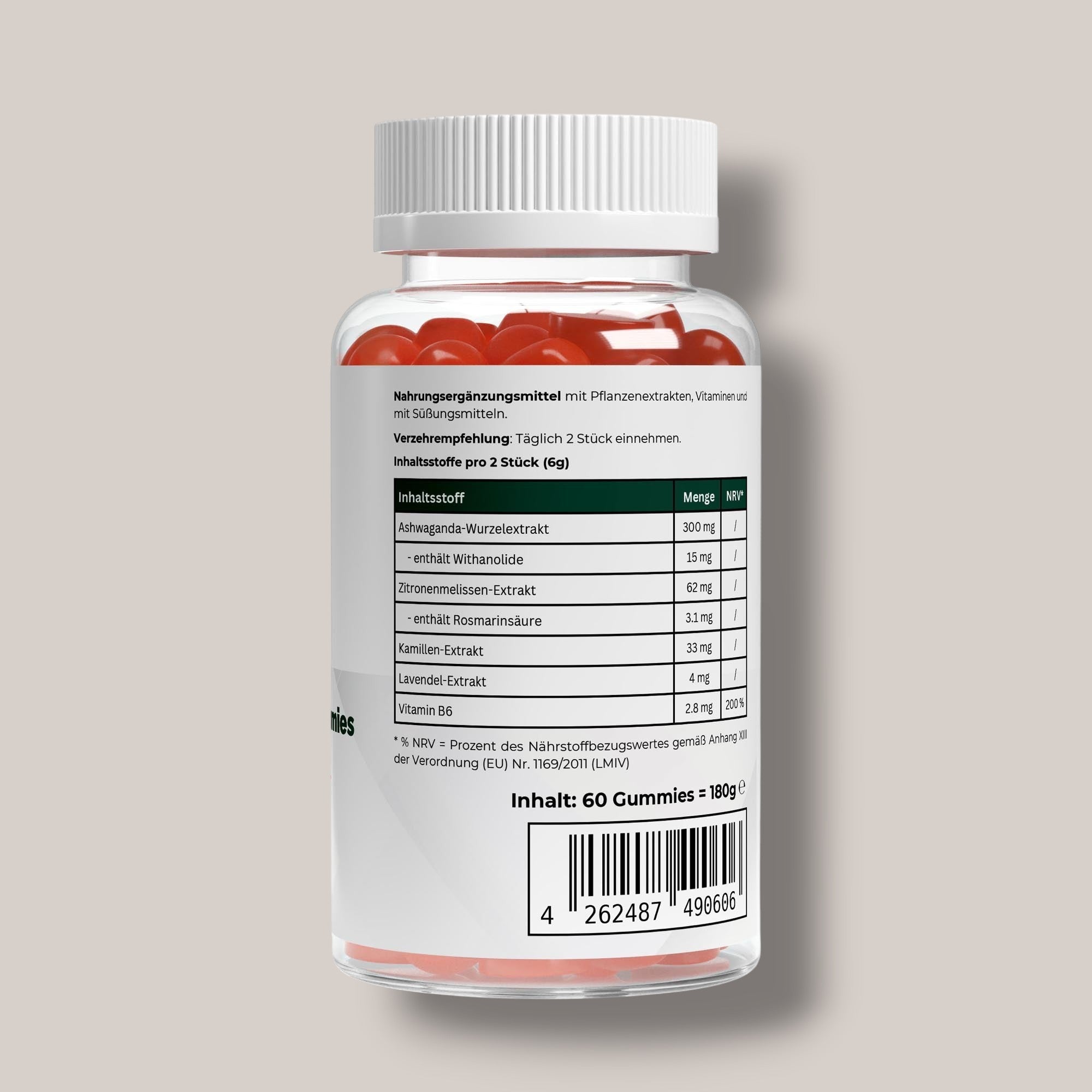 Premium Ashwagandha Gummies 300 + Vitamin B6,- 60 Stk