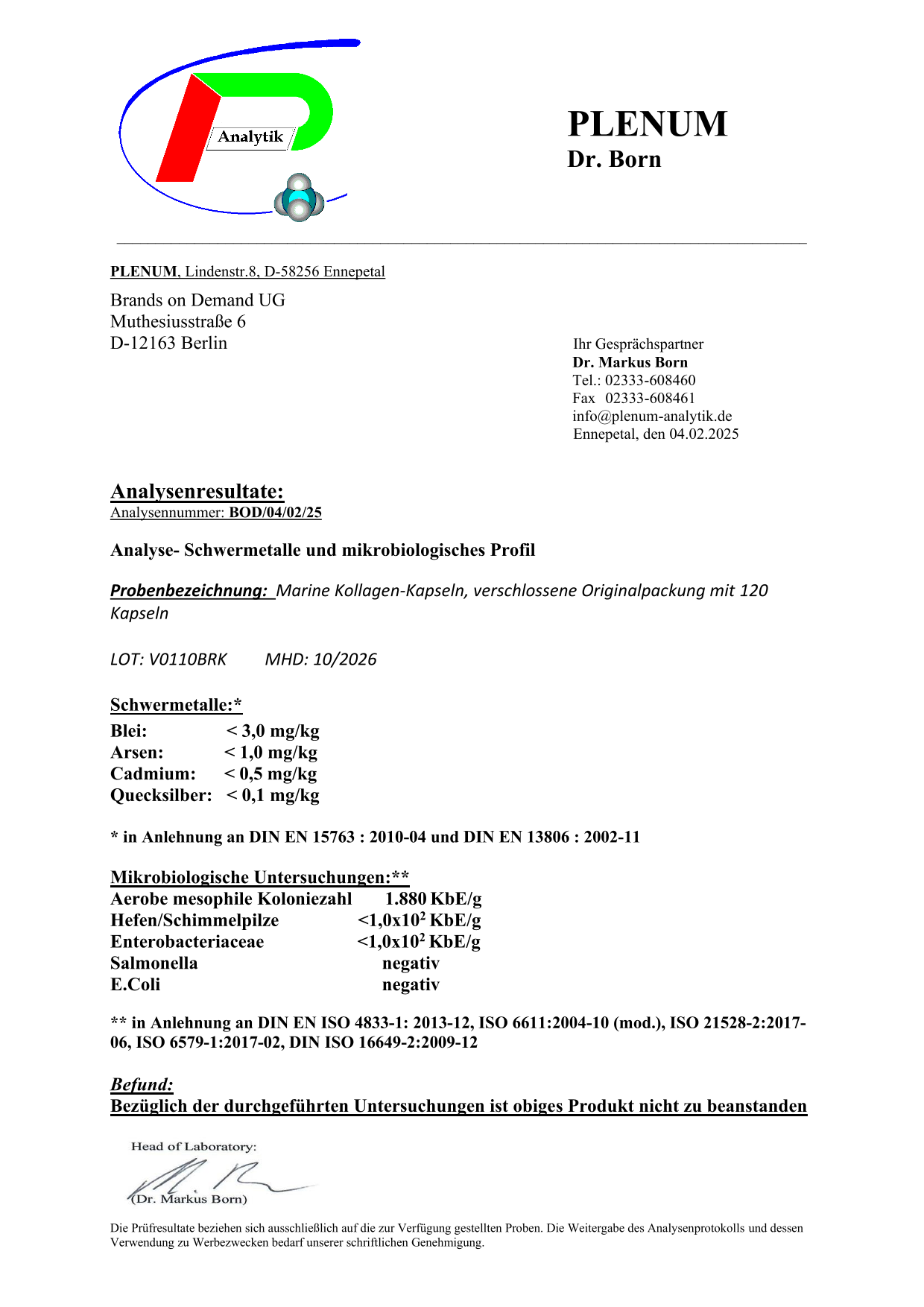 Premium Kollagenhydrolysat PLUS (3000-5000 DA ) - 180 Kapseln