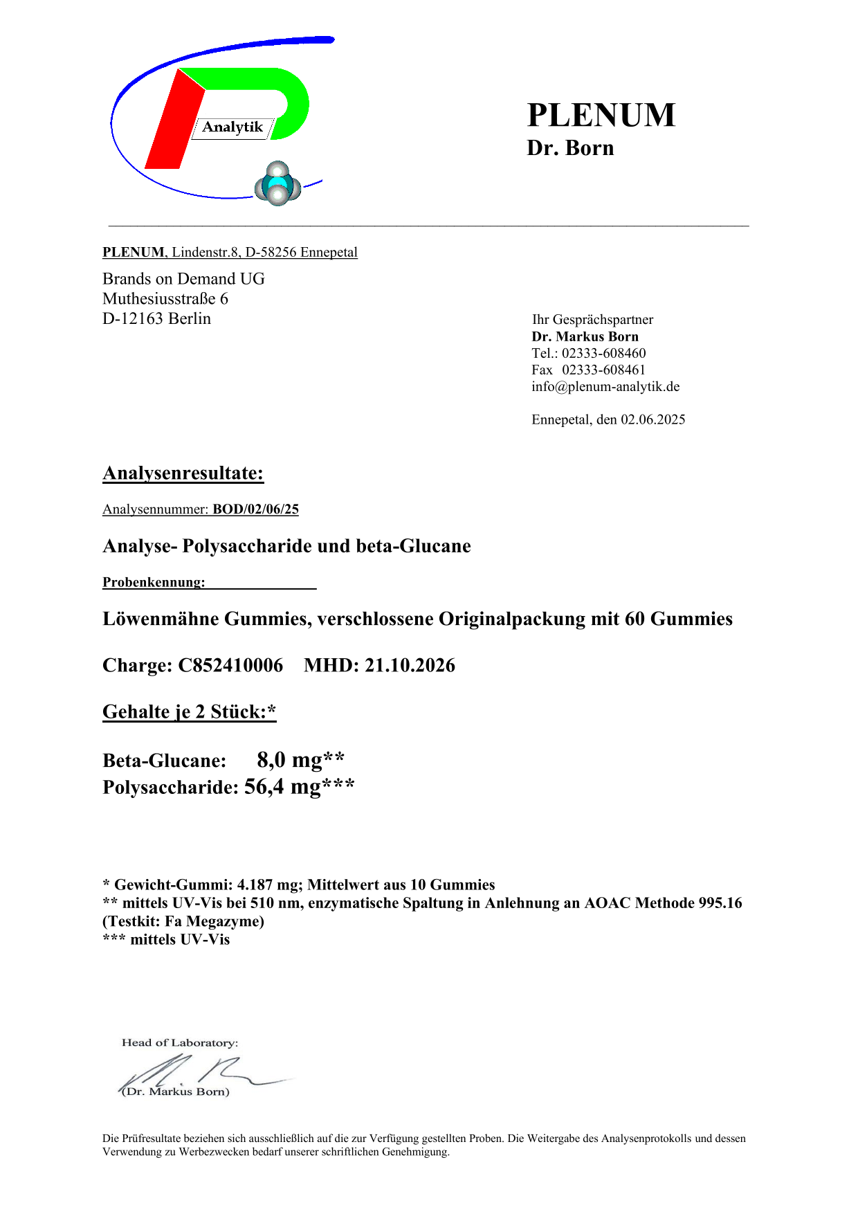 Löwenmähne + Vitamin B6 Gummies - 60 Stk.