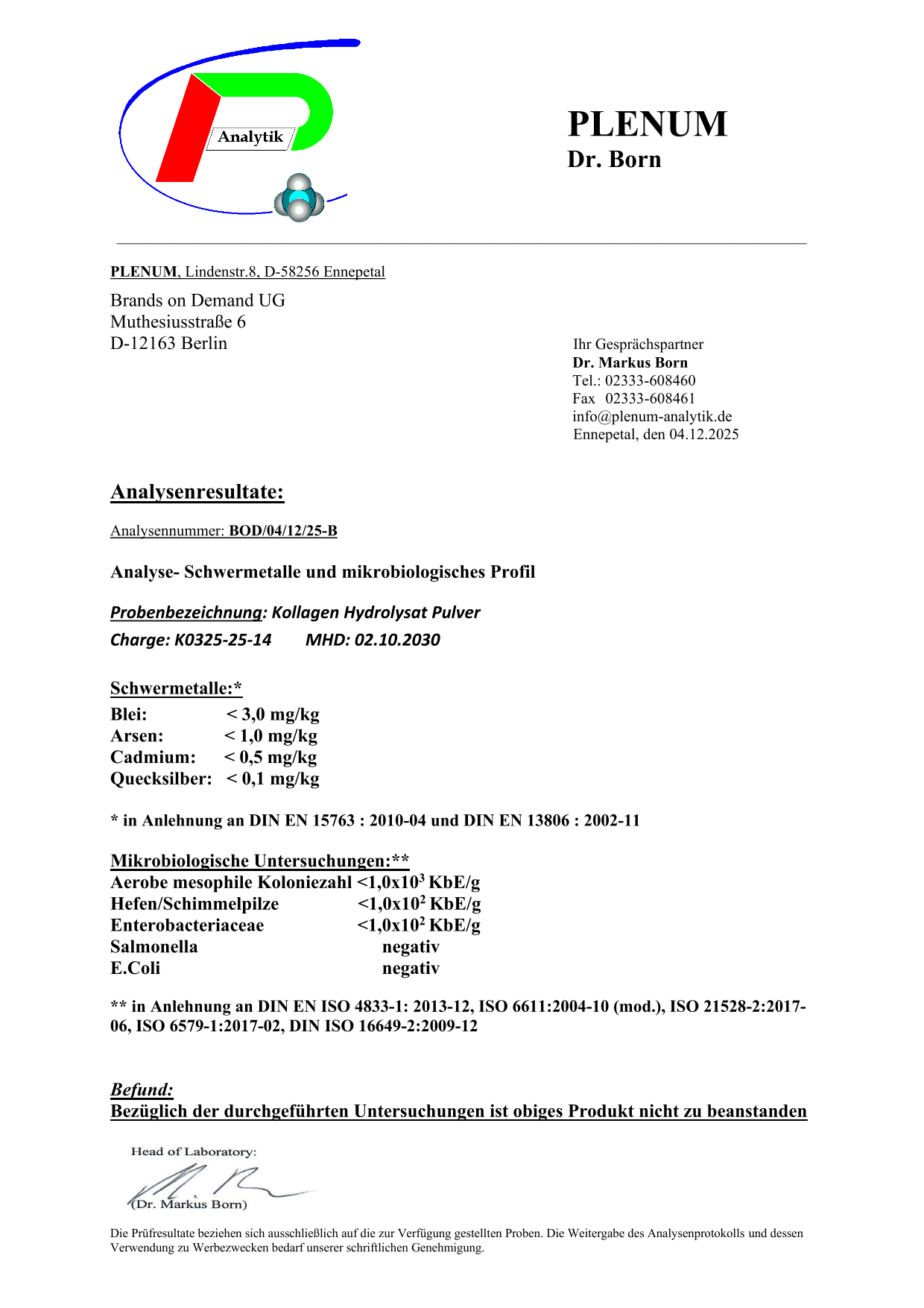 Kollagen Hydrolysat Pulver - 500g Doypack