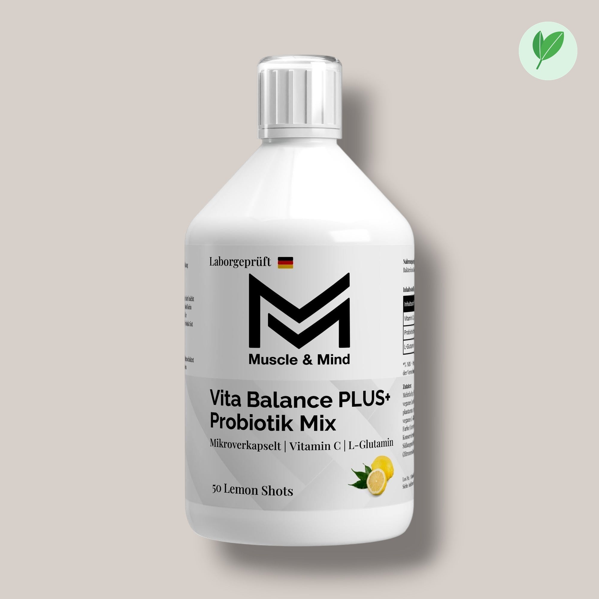 Muscle&Mind Vita Balance und Probiotik Mix, mikroverkapselt – leicht verdaulich – Lemon, 500ml