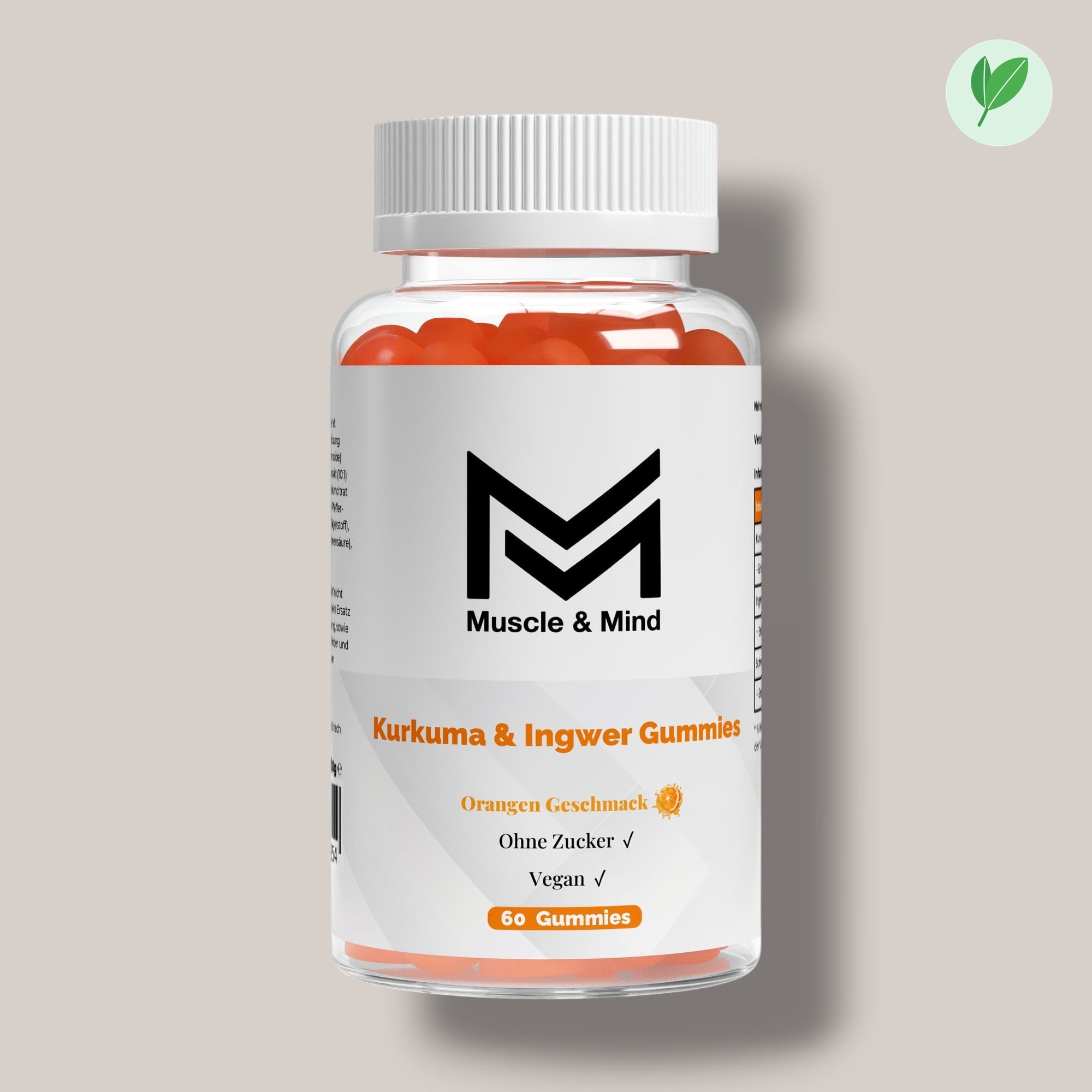 Muscle&Mind Kurkuma + Ingwer + Schwarzer Pfeffer Gummies – leicht verdaulich – 60 Stück
