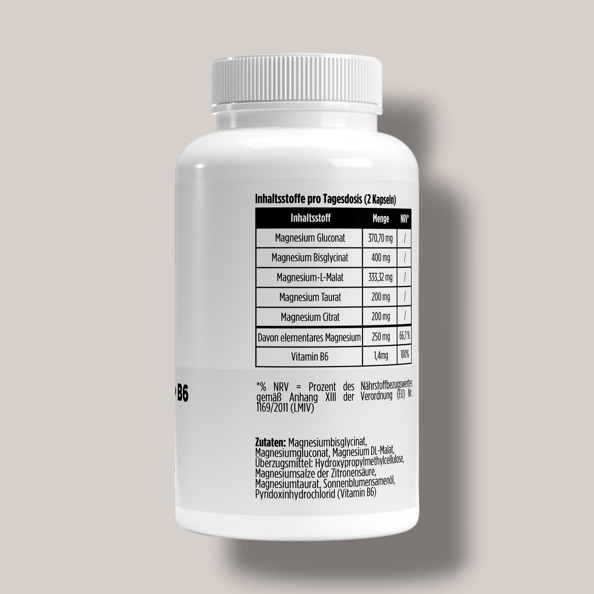 Muscle&Mind Magnesium 6-fach Komplex + B6 – leicht verdaulich – 120 vegane Kapseln