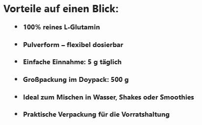L-Glutamin Pulver Doypack - 500g
