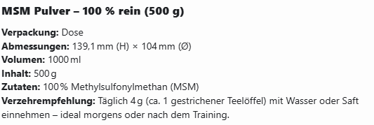 MSM Pulver - 500g