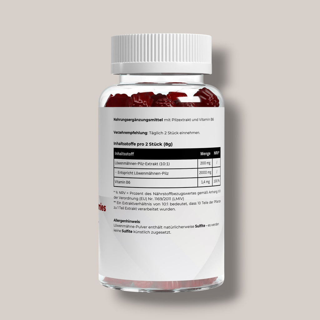 Löwenmähne + Vitamin B6 Gummies - 60 Stk.