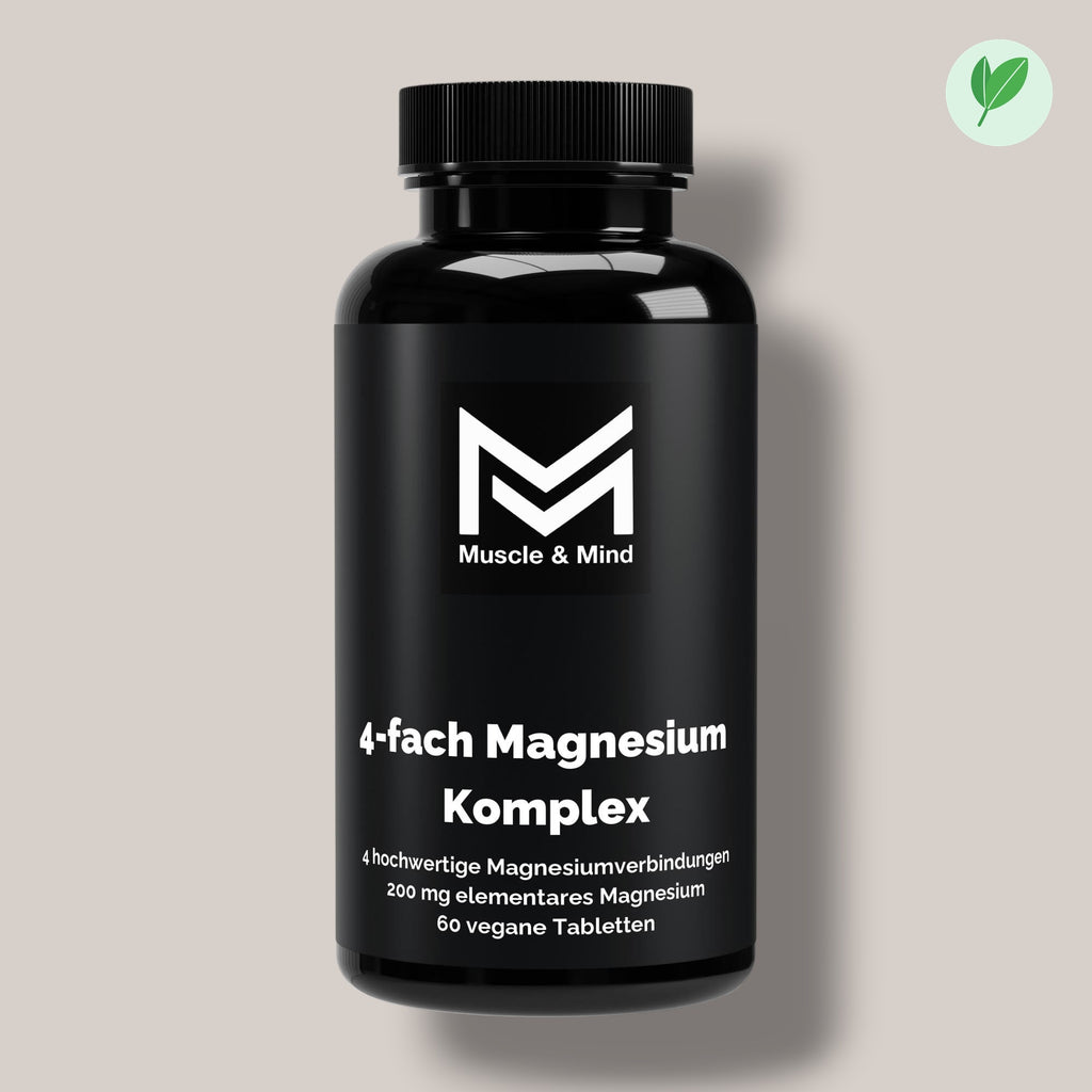 Muscle&Mind Magnesium 4-fach Komplex – leicht verdaulich – 60 vegane Tabletten