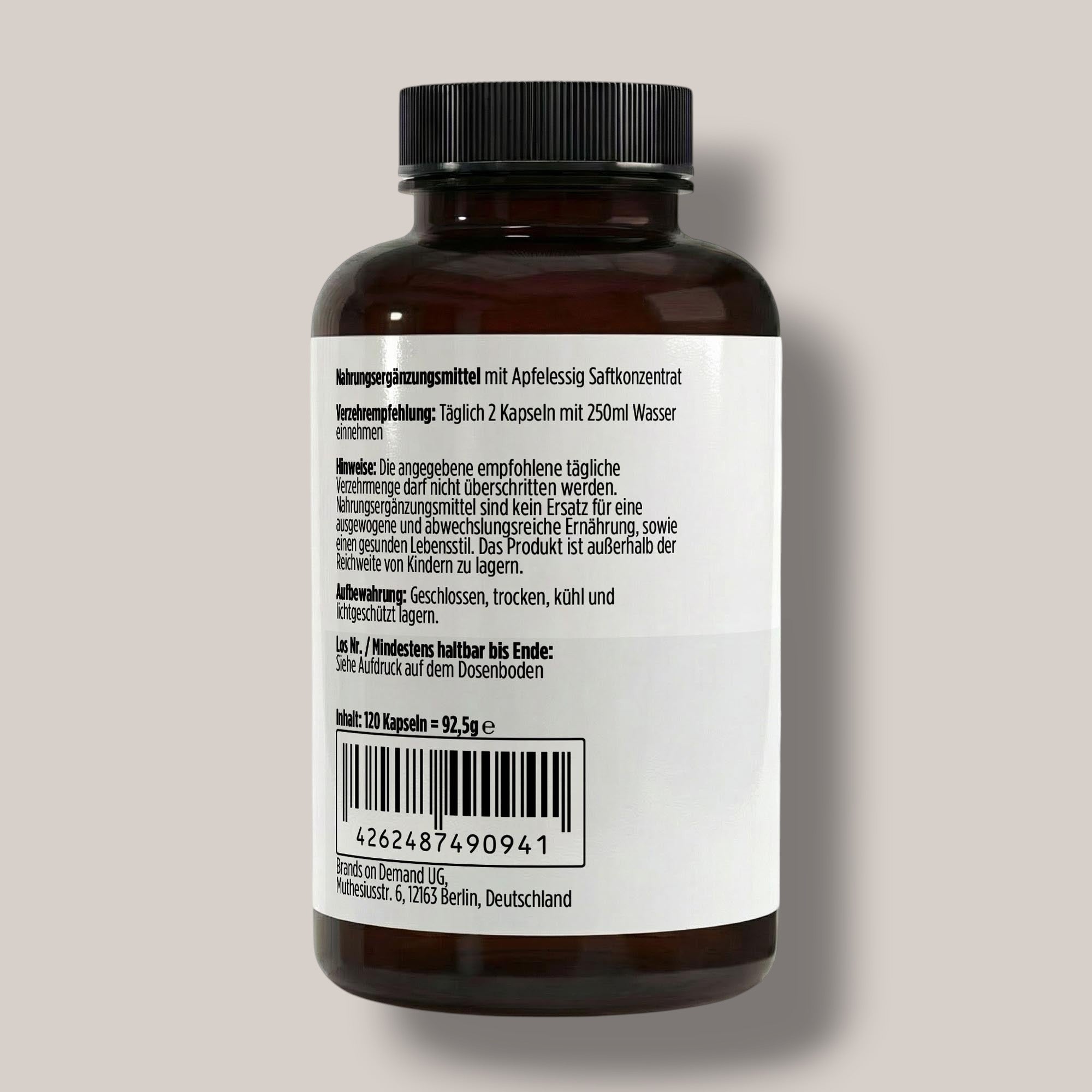 Apfelessig Extrakt Kapseln (600mg je Kapsel) - 120 vegane Kapseln