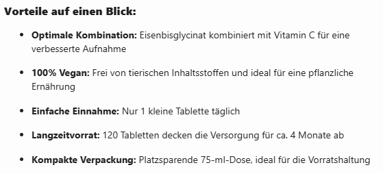 Eisen + Vitamin C - 120 vegane Tabletten