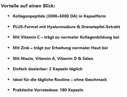Premium Kollagenhydrolysat PLUS (3000-5000 DA ) - 180 Kapseln