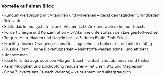 Vita Complete PLUS+ Shots - Fresh Orange - 500ml