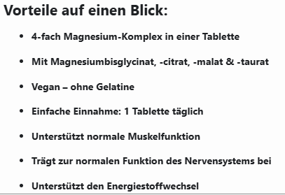 Magnesium 4fach Komplex - 60 vegane Tabletten