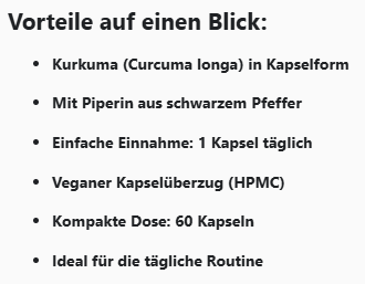 Kurkuma + Piperin - 60 Kapseln