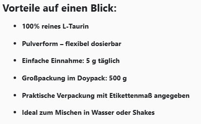 Taurin Pulver - 500g Doypack