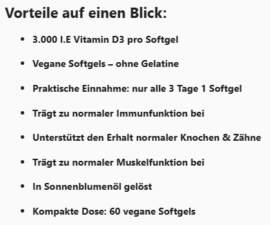 Vitamin D3 3.000 I.E - 60 vegane Softgels