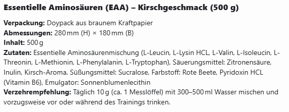 EAA (Essentielle Aminosäuren) Kirsche - 500g