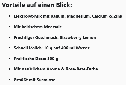 Elektrolyte Pulver Strawberry Lemon - 300g