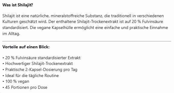 Shilajit (20% Fulvinsäure) - 90 vegane Kapseln