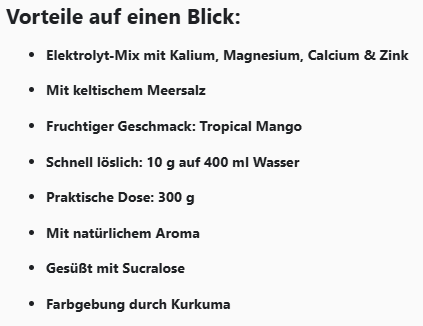 Elektrolyte Pulver Tropical Mango - 300g
